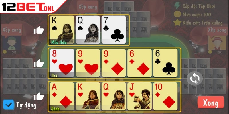 Trong luật chơi mậu binh, các bộ bài được chia thành nhiều loại